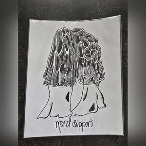 PNW Artist Sophia 'Morel Support' Black and White Art Print